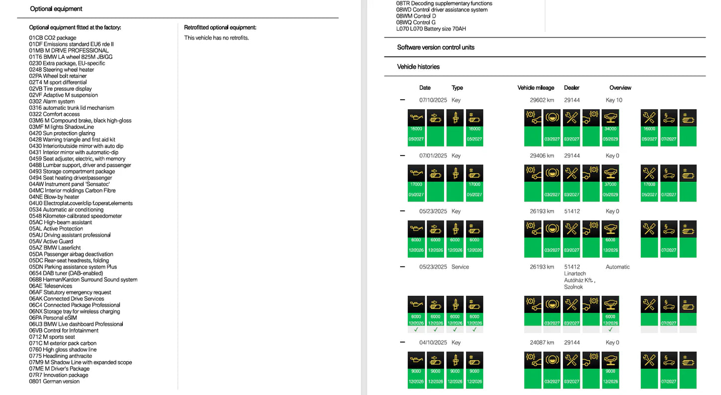 Histórico de Manutenção e Quilometragem BMW | Mini Cooper