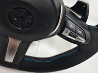Volante M Linha Azul BMW M3 M Performance para E87 E81 E82 E90 E92 E91 X5 X6 e70 | Upgrade Interior Esportivo OEM